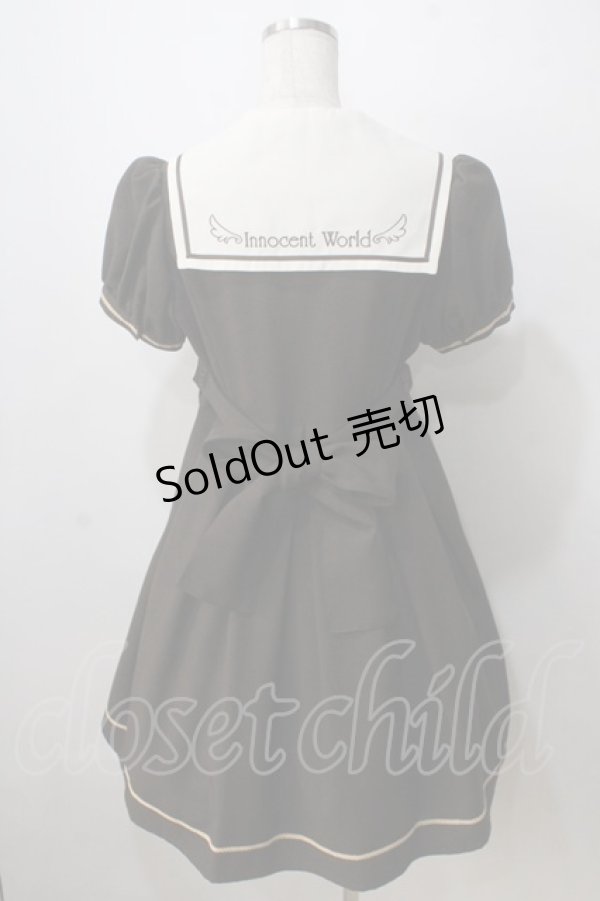 画像2: Innocent World / 半袖衿刺繍セーラーワンピース M ブラウン Y-25-07-01-102-IW-OP-SZ-ZY (2)