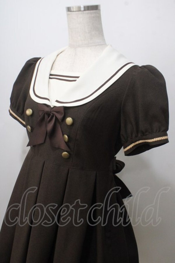 画像3: Innocent World / 半袖衿刺繍セーラーワンピース M ブラウン Y-25-07-01-102-IW-OP-SZ-ZY (3)