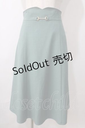 画像: F i.n.t / ビット使いハイウエストフレアースカート F グリーン Y-25-07-01-115-CA-SK-SZ-ZT454