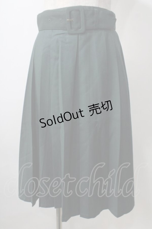 画像1: F i.n.t / 太ベルト付きレトロプリーツスカート F グリーン Y-25-07-01-116-CA-SK-SZ-ZT454 (1)