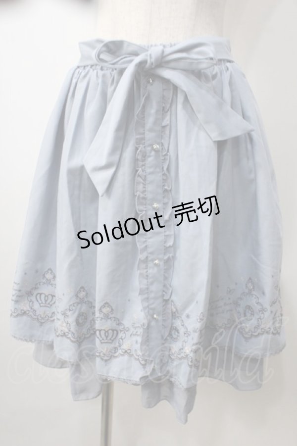 画像1: axes femme / メルヘンカラー刺繍入りスカート M サックス Y-25-07-01-125-AX-SK-SZ-ZY (1)