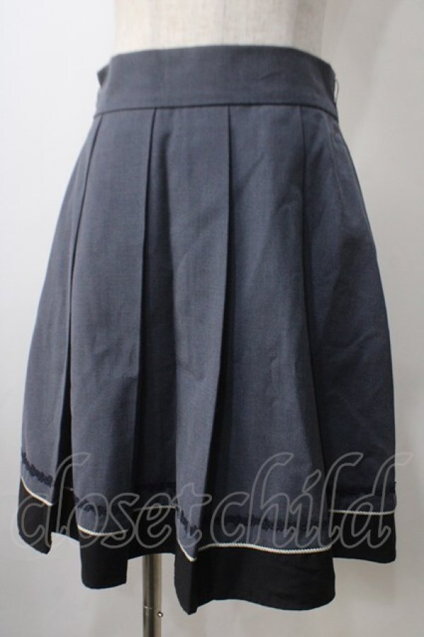 画像1: axes femme POETIQUE / バイカラープリーツスカート M 紺 Y-25-07-01-135-AX-SK-SZ-ZY (1)