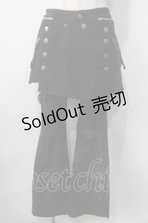 画像: Ozz On / スカート付きフレアパンツ  黒 Y-25-07-01-138-OO-PA-SZ-ZY
