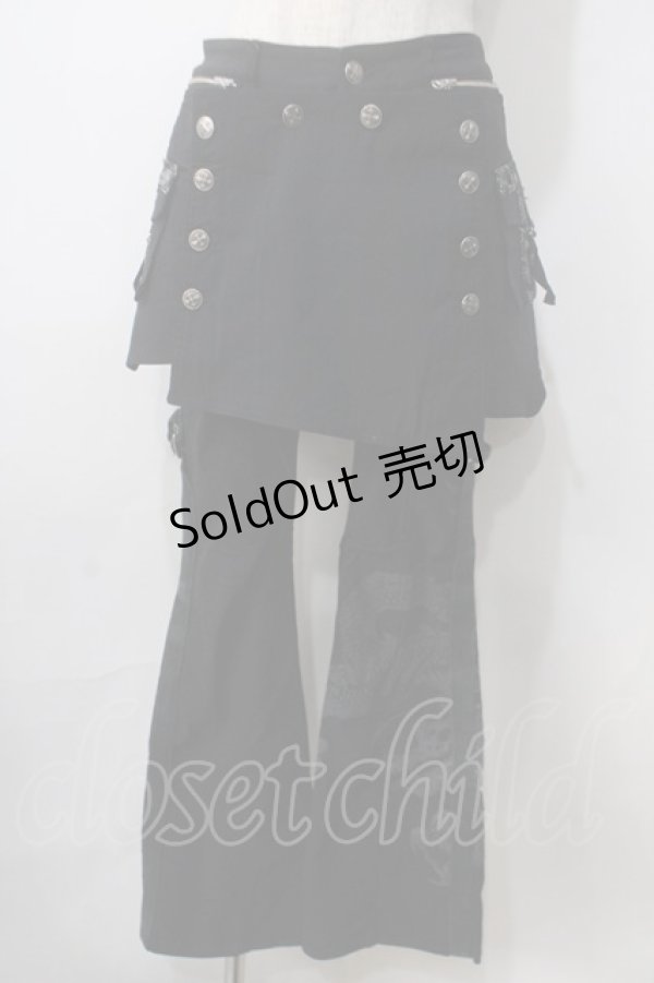 画像1: Ozz On / スカート付きフレアパンツ  黒 Y-25-07-01-138-OO-PA-SZ-ZY (1)
