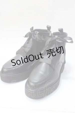 画像: axes femme / レースアップショートブーツ L 黒 Y-25-07-01-018-AX-SH-SZ-ZY