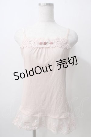 画像: axes femme / 巻きバラ付きロングキャミ  ピンク Y-25-07-01-023-AX-TO-SZ-ZY