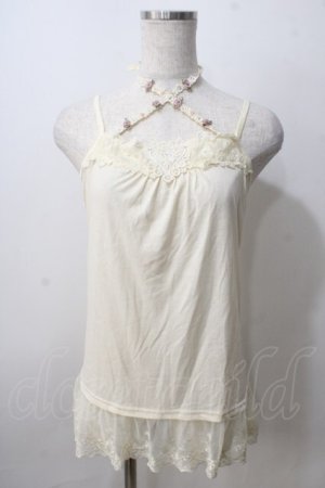 画像: axes femme / バラ×ビーズストラップキャミ  生成り Y-25-07-01-029-AX-TO-SZ-ZY