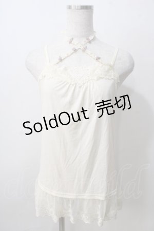 画像: axes femme / バラ×ビーズストラップキャミ  生成り Y-25-07-01-029-AX-TO-SZ-ZY