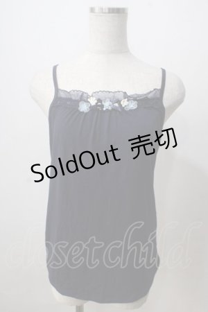 画像: axes femme / フラワーモチーフキャミソール  紺 Y-25-07-01-032-AX-TO-SZ-ZY