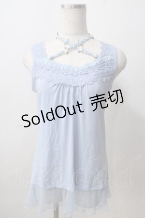 画像: axes femme / ストラップ付きロングタンク  サックス Y-25-07-01-034-AX-TO-SZ-ZY