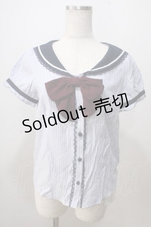 画像: Secret Honey / セーラーブラウス  サックスｘ白 Y-25-07-03-007-CA-BL-AS-ZT102