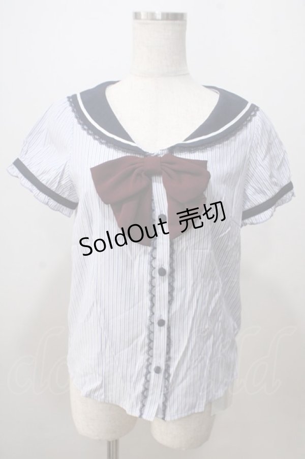 画像1: Secret Honey / セーラーブラウス  サックスｘ白 Y-25-07-03-007-CA-BL-AS-ZT102 (1)