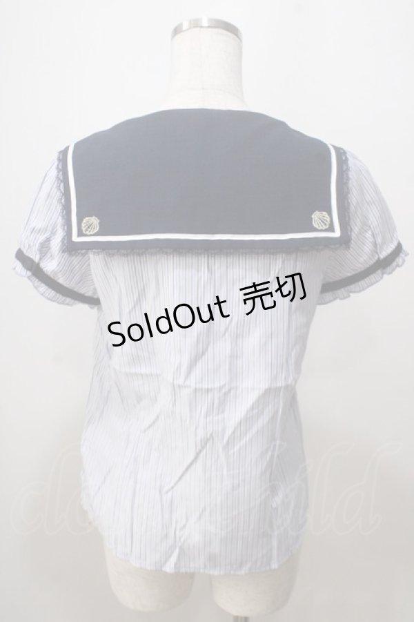 画像2: Secret Honey / セーラーブラウス  サックスｘ白 Y-25-07-03-007-CA-BL-AS-ZT102 (2)