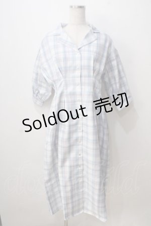 画像: axes femme POETIQUE / チェック開襟シャツワンピース M ブルー Y-25-07-03-059-AX-OP-SZ-ZY