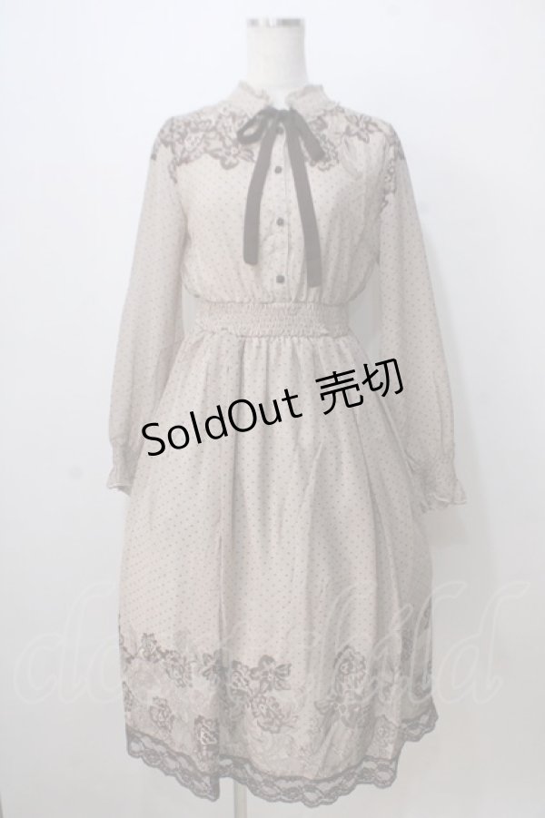 axes femme / レース柄プリントワンピース M 生成り Y-25-07-03