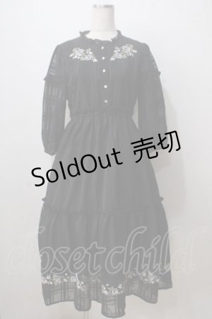 画像: axes femme POETIQUE / 薔薇刺繍ロングワンピ M 黒 Y-25-07-03-064-AX-OP-SZ-ZY