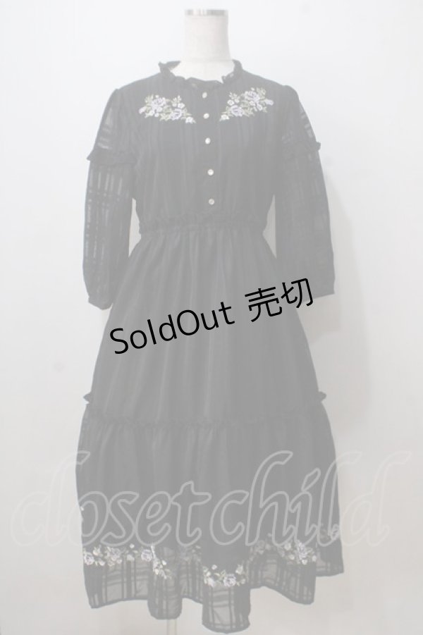 画像1: axes femme POETIQUE / 薔薇刺繍ロングワンピ M 黒 Y-25-07-03-064-AX-OP-SZ-ZY (1)