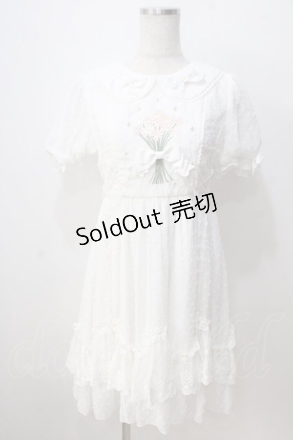 画像1: Doll Paradise / デイジー刺繍ドビードットワンピース S 白 Y-25-07-03-073-LO-OP-SZ-ZY (1)