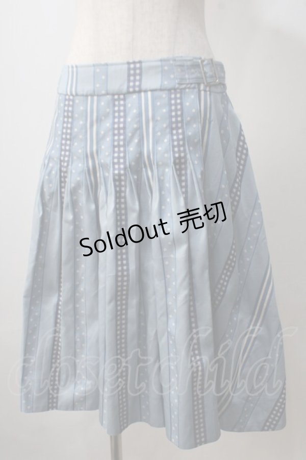 画像1: Jane Marple / jane marple　Ribbon jacquard stripe 2Faceスカート M サックス Y-25-07-03-114-JM-SK-SZ-ZT389 (1)