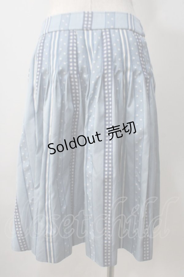 画像2: Jane Marple / jane marple　Ribbon jacquard stripe 2Faceスカート M サックス Y-25-07-03-114-JM-SK-SZ-ZT389 (2)