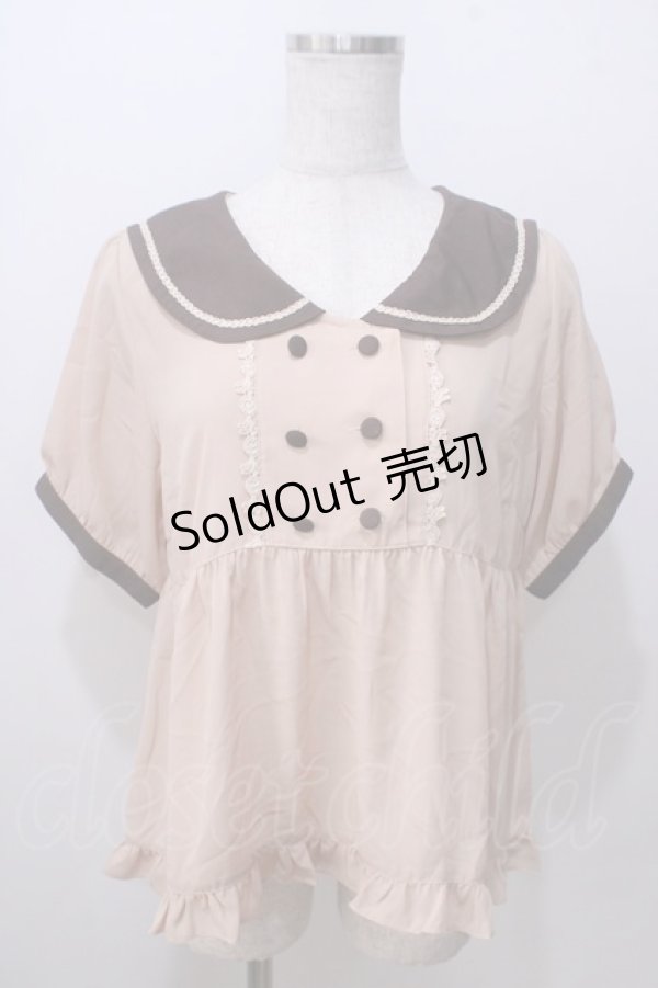 画像1: axes femme POETIQUE / セーラーブラウス M ベージュ Y-25-07-03-015-AX-BL-SZ-ZY (1)