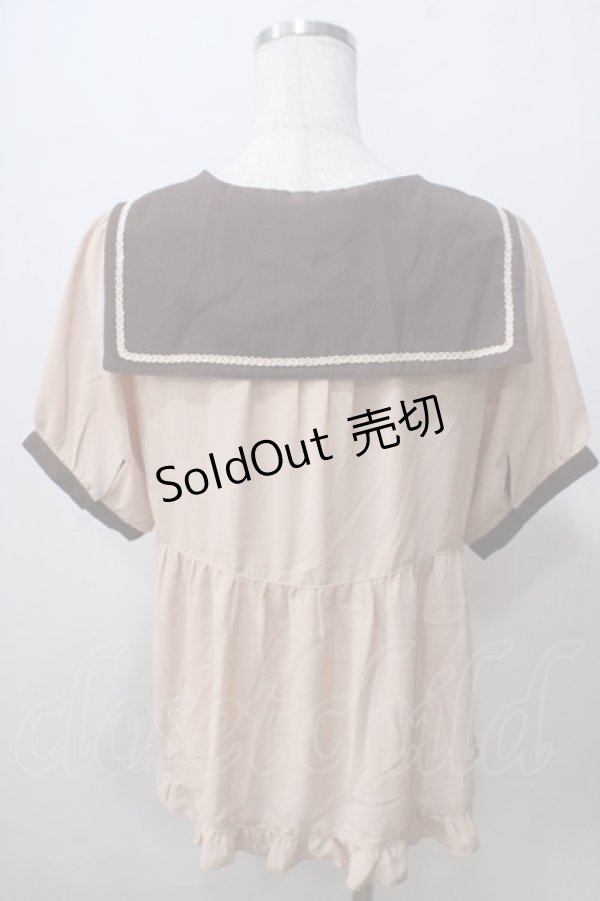 画像2: axes femme POETIQUE / セーラーブラウス M ベージュ Y-25-07-03-015-AX-BL-SZ-ZY (2)