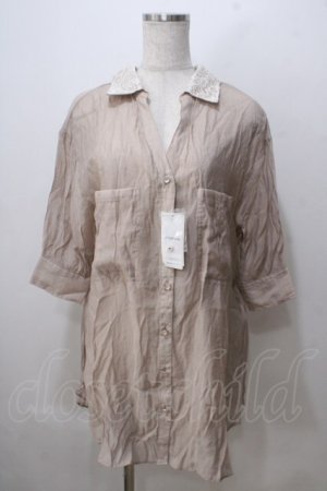 画像: axes femme / シアースキッパーロングシャツ M ベージュ Y-25-07-03-017-AX-BL-SZ-ZY