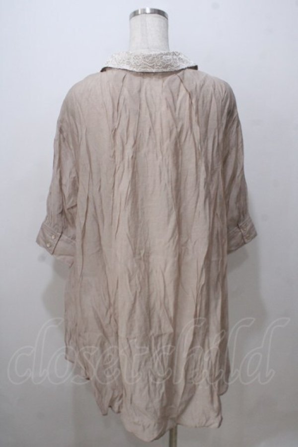 画像2: axes femme / シアースキッパーロングシャツ M ベージュ Y-25-07-03-017-AX-BL-SZ-ZY (2)