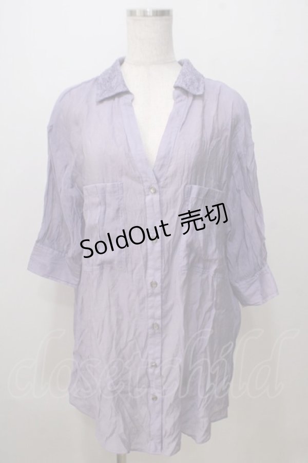 画像1: axes femme / シアースキッパーロングシャツ M ラベンダー Y-25-07-03-018-AX-BL-SZ-ZY (1)