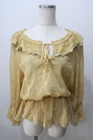 画像: axes femme / 刺繍入りフリルブラウス M イエロー Y-25-07-03-022-AX-BL-SZ-ZY