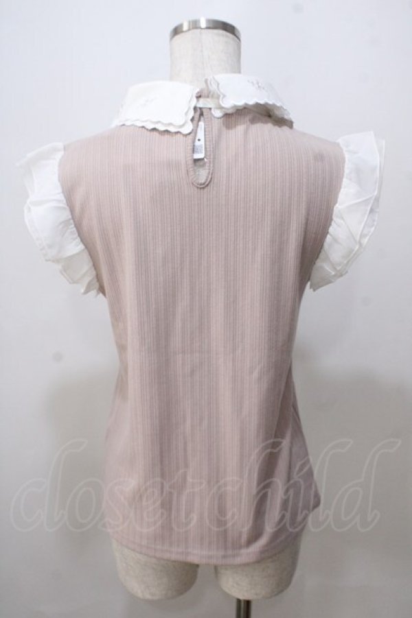 画像2: axes femme / 繊細刺繍二枚襟ノースリプルオーバー M モカ Y-25-07-03-029-AX-TO-SZ-ZY (2)