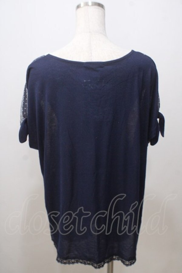 画像2: axes femme / 花×ドットトップス M 紺 Y-25-07-03-032-AX-TO-SZ-ZY (2)