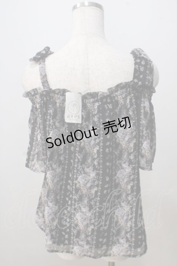画像2: axes femme POETIQUE / 肩リボンオフショルブラウス M 黒 Y-25-07-03-039-AX-BL-SZ-ZT211 (2)