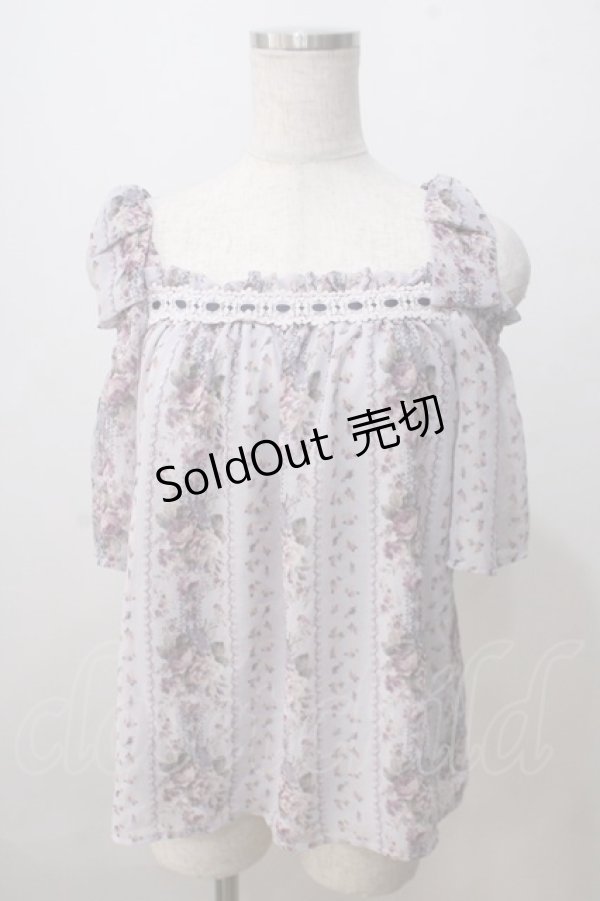 画像1: axes femme POETIQUE / 肩リボンオフショルブラウス M ラベンダー Y-25-07-03-040-AX-BL-SZ-ZY (1)