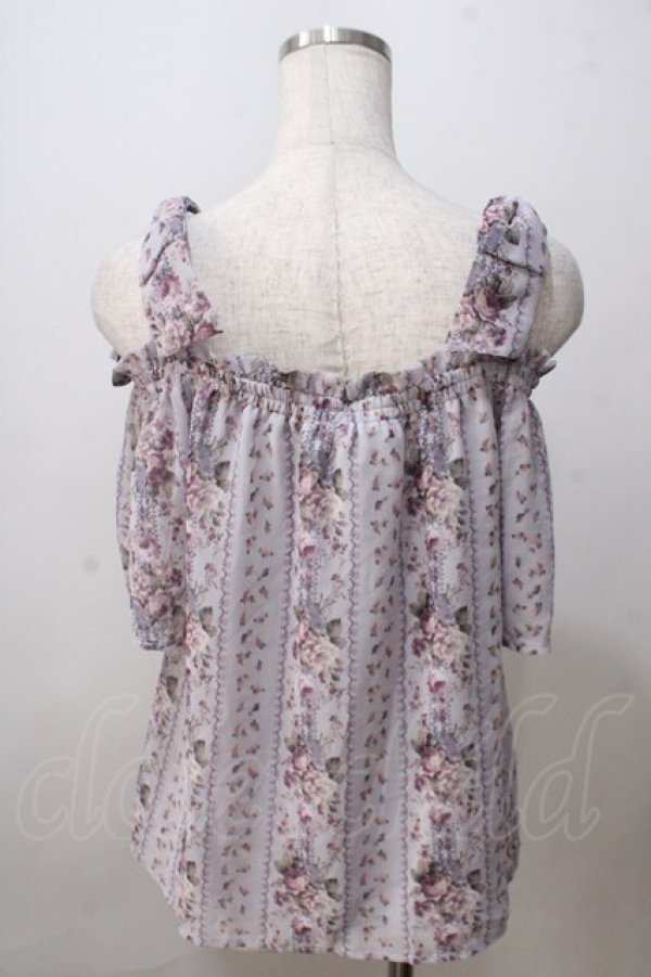 画像2: axes femme POETIQUE / 肩リボンオフショルブラウス M ラベンダー Y-25-07-03-040-AX-BL-SZ-ZY (2)
