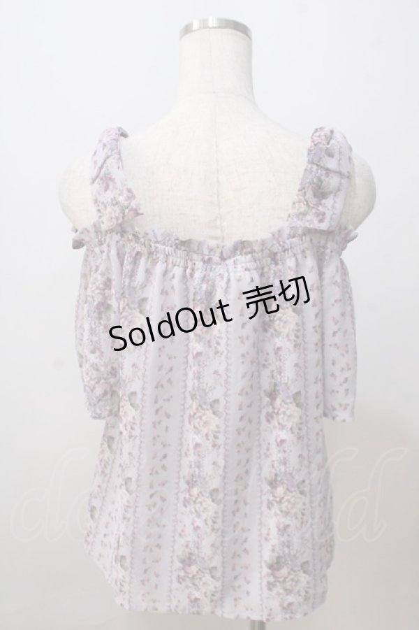 画像2: axes femme POETIQUE / 肩リボンオフショルブラウス M ラベンダー Y-25-07-03-040-AX-BL-SZ-ZY (2)