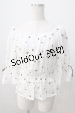 画像: axes femme / ミニローズ刺繍ブラウス F 白 Y-25-07-03-042-AX-BL-SZ-ZY