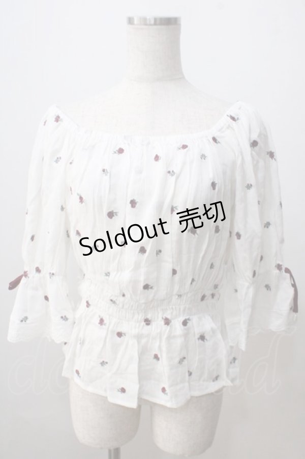 画像1: axes femme / ミニローズ刺繍ブラウス F 白 Y-25-07-03-042-AX-BL-SZ-ZY (1)
