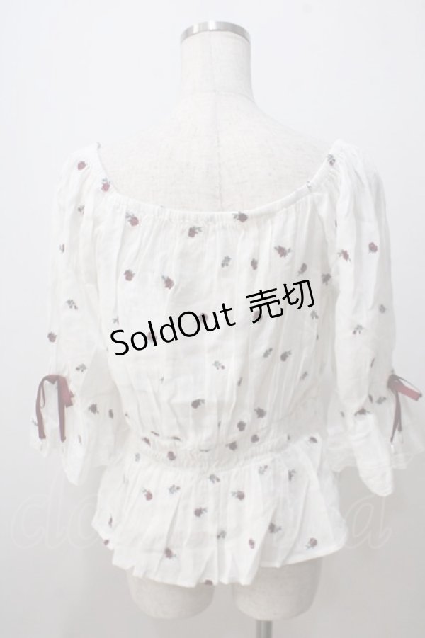画像2: axes femme / ミニローズ刺繍ブラウス F 白 Y-25-07-03-042-AX-BL-SZ-ZY (2)