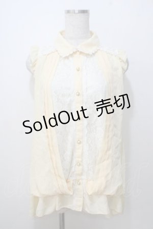 画像: axes femme / ノースリーブレース配色ロングブラウス M 生成り Y-25-07-03-045-AX-BL-SZ-ZY