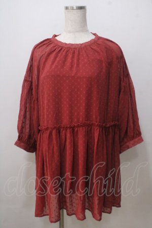 画像: axes femme / ドットドビーブラウス M 赤 Y-25-07-03-046-AX-BL-SZ-ZY