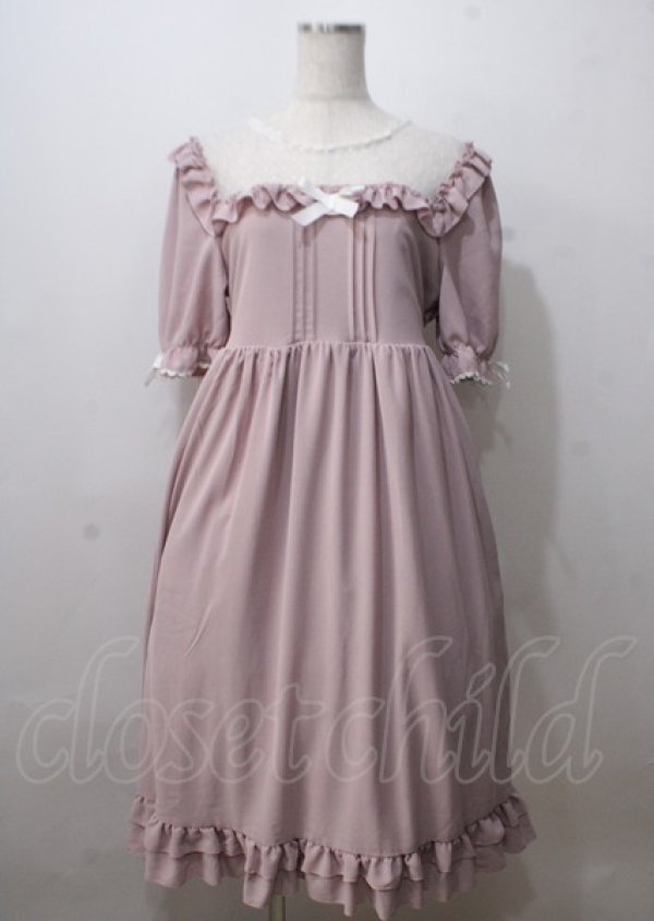 画像1: Dear My Love / ドットチュールヨークフリルワンピース  ピンク Y-25-07-06-047-EL-OP-SZ-ZT002 (1)