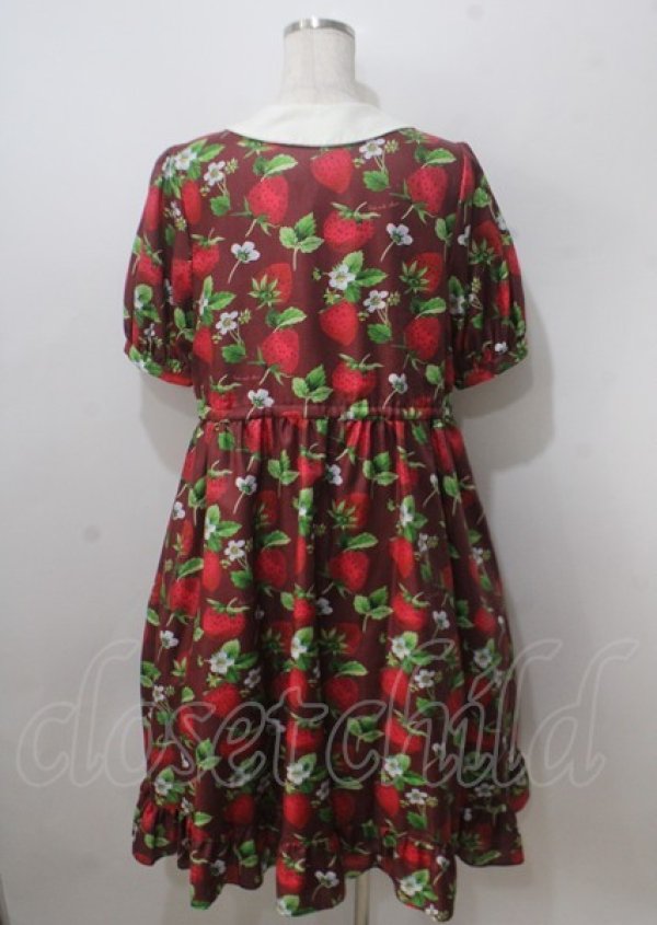 画像2: Perla nell' ostrica / いちごプリントキャンディボタンワンピース  レッド Y-25-07-06-058-EL-OP-SZ-ZT183 (2)
