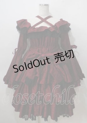 画像: Vallee lys / Coquelicot Dress ミディアム丈 ジャガード  ワイン Y-25-07-06-060-GO-OP-SZ-ZS