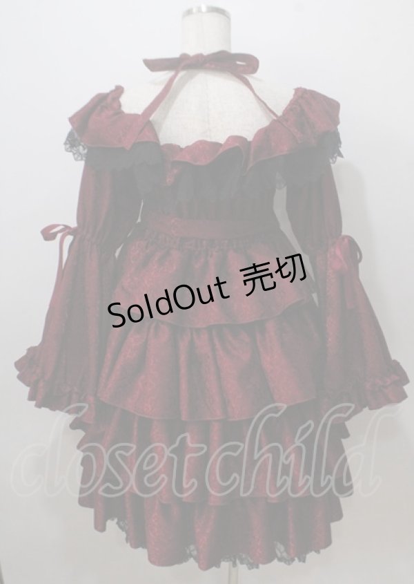 画像2: Vallee lys / Coquelicot Dress ミディアム丈 ジャガード  ワイン Y-25-07-06-060-GO-OP-SZ-ZS (2)