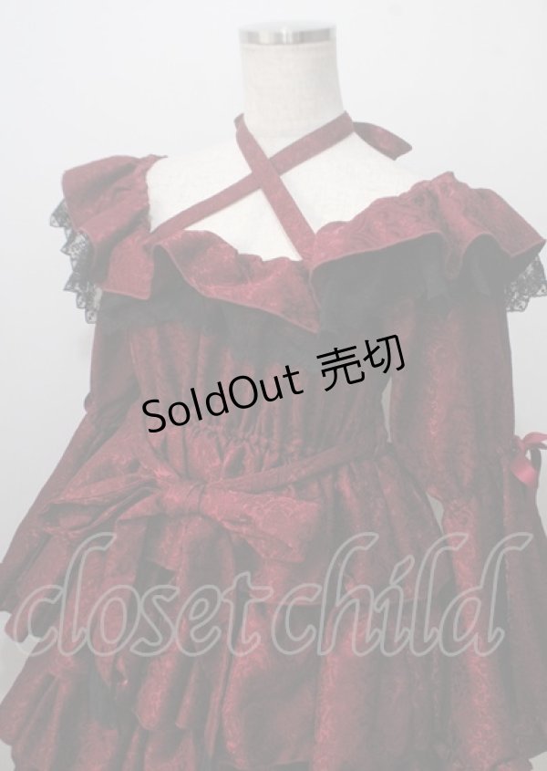 画像3: Vallee lys / Coquelicot Dress ミディアム丈 ジャガード  ワイン Y-25-07-06-060-GO-OP-SZ-ZS (3)