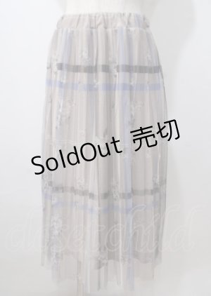 画像: axes femme / プリントプリーツチュールスカート  ベージュ Y-25-07-06-068-AX-SK-SZ-ZY