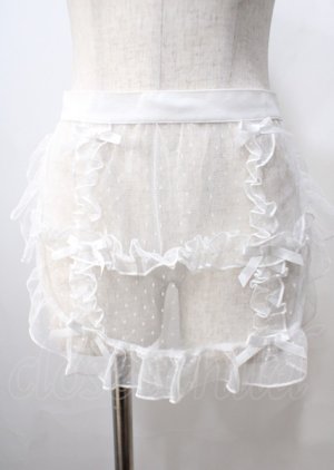 画像: axes femme kawaii / ドットチュールハーフエプロン M 白 Y-25-07-06-072-AX-ZA-SZ-ZY