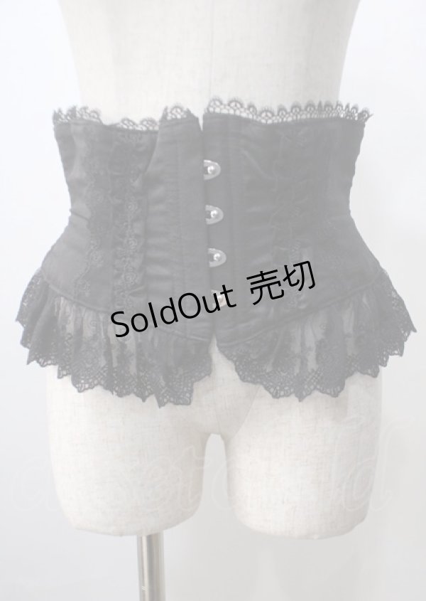画像1: ATELIER PIERROT / フリルレースショートコルセット  黒 Y-25-07-06-073-EL-ZA-SZ-ZY (1)