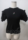 画像1: axes femme POETIQUE / ローズ刺繍フリル袖カットプルオーバー  黒 Y-25-07-06-025-AX-TO-SZ-ZY (1)